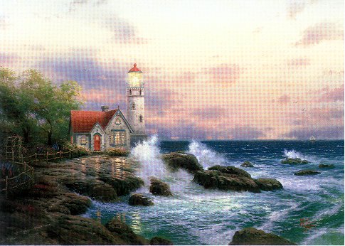 (image for) Handmade oil painting Copy paintings of famous artists Thomas Kinkade's painting,No.94